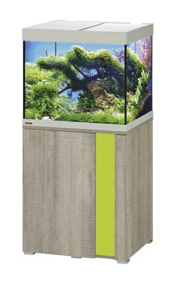 EHEIM Vivaline LED 150 L Ensemble Aquarium 60 Cm Avec Meuble Chêne Gris, éclairage LEDs, Chauffage Et Filtre Interne BioPower 200 -AquaVie Promos Magasin 160920010902