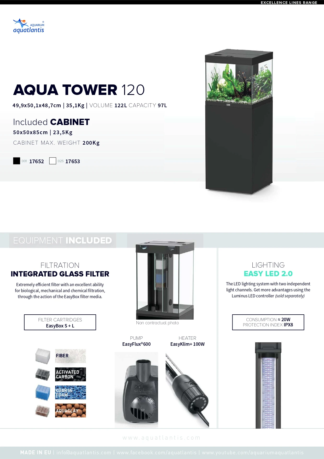 AQUATLANTIS Aqua Tower 120 LED Blanc Aquarium équipé 122 L Avec Meuble Une Porte - Dimension : 49,9 X 50,1 X 48,7 Cm 6 AQUATLANTIS Aqua Tower 120 LED Blanc Aquarium équipé 122 L Avec Meuble Une Porte - Dimension : 49,9 X 50,1 X 48,7 Cm – Image 6