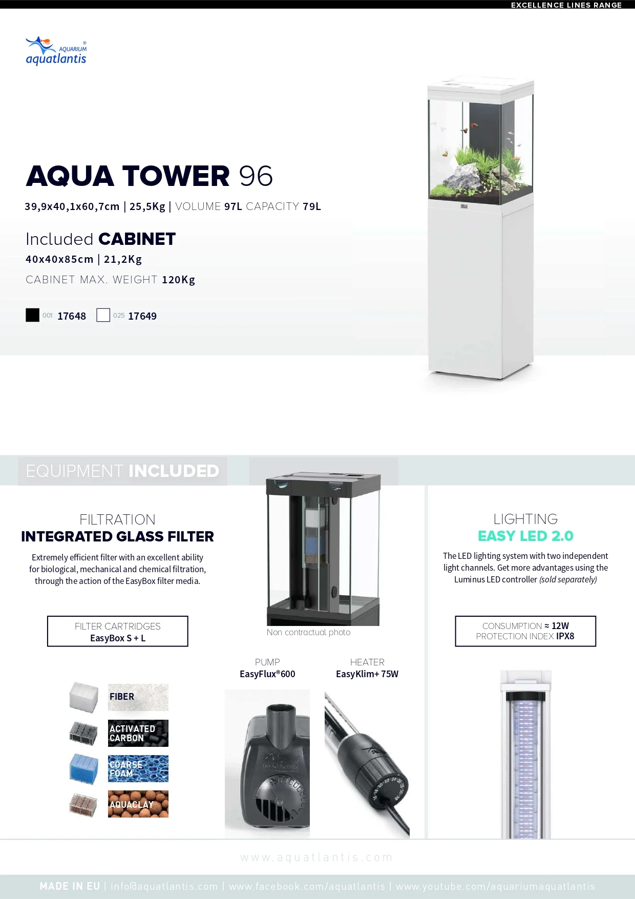 AQUATLANTIS Aqua Tower 96 LED Noir Aquarium équipé 97 L Avec Meuble Une Porte - Dimension : 39,9 X 40,1 X 60,7 Cm 6 AQUATLANTIS Aqua Tower 96 LED Noir Aquarium équipé 97 L Avec Meuble Une Porte - Dimension : 39,9 X 40,1 X 60,7 Cm – Image 6