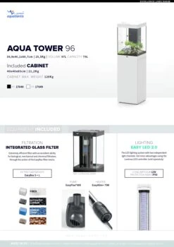 AQUATLANTIS Aqua Tower 96 LED Blanc Aquarium équipé 97 L Avec Meuble Une Porte - Dimension : 39,9 X 40,1 X 60,7 Cm -AquaVie Promos Magasin aquatlantis aqua tower 96 led aquarium equipe 97 l avec meuble une porte dimension 39 9 x 40 1 x 60 7 cm page 0001