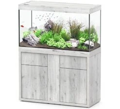 AQUATLANTIS Combinaison Sublime Pro LED 2.0 120 X 50 X 70 Cm ChĂȘne Blanc Aquarium 400 L Avec Meuble