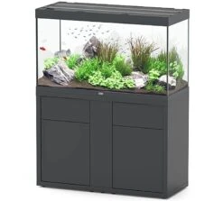AQUATLANTIS Combinaison Sublime Pro LED 2.0 120 X 50 X 70 Cm Gris Anthracite Brillant Aquarium 400 L Avec Meuble