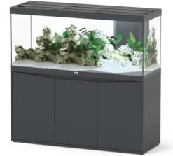 AQUATLANTIS Combinaison Volga 450 Anthracite Mate Aquarium équipé 580 L Avec Meuble Inclus