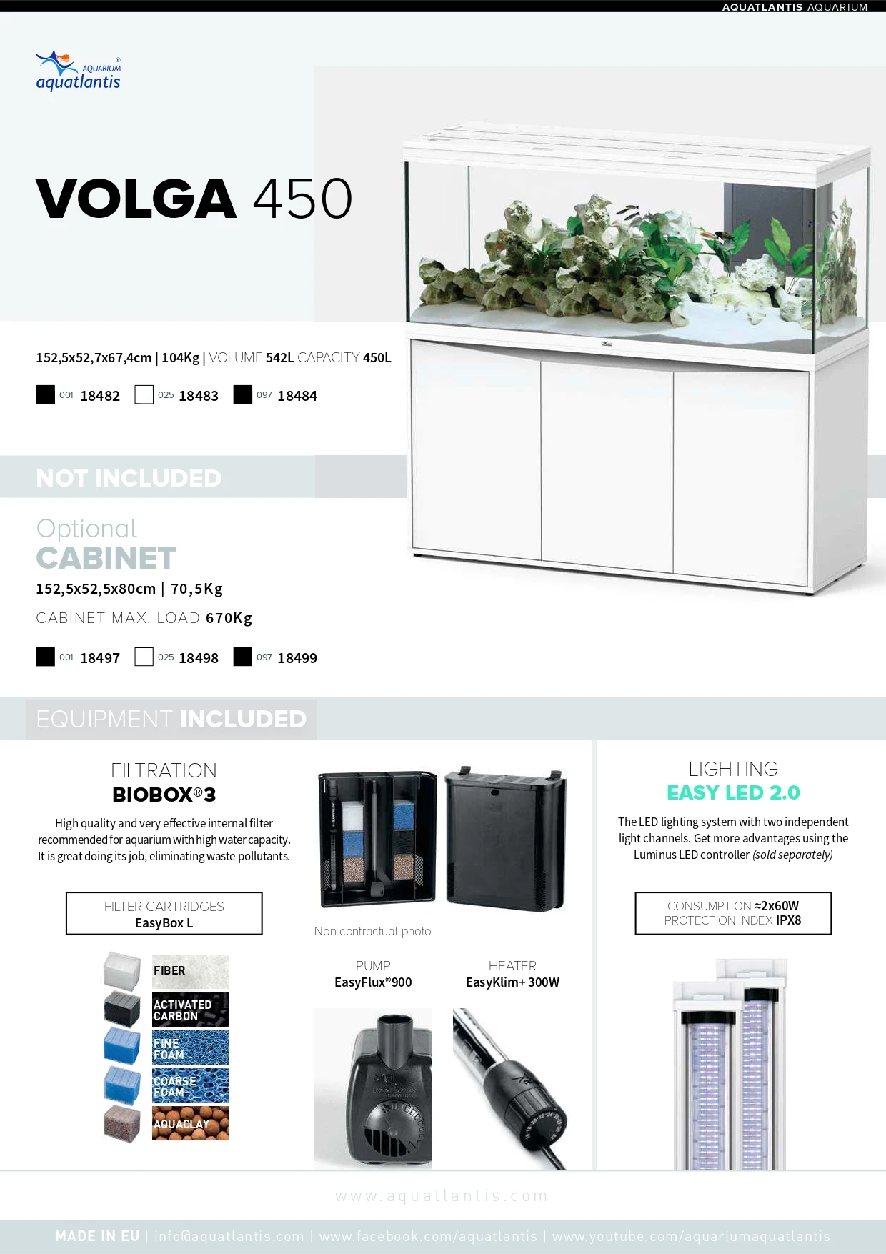 AQUATLANTIS Combinaison Volga 450 Blanc Aquarium équipé 580 L Avec Meuble Inclus 2 AQUATLANTIS Combinaison Volga 450 Blanc Aquarium équipé 580 L Avec Meuble Inclus – Image 2