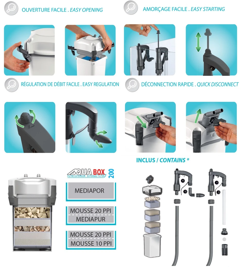 AQUAVIE AquaBox 200 Filtre Externe 700 L/h Pour Aquarium De 100 à 200 L 4 AQUAVIE AquaBox 200 Filtre Externe 700 L/h Pour Aquarium De 100 à 200 L – Image 4