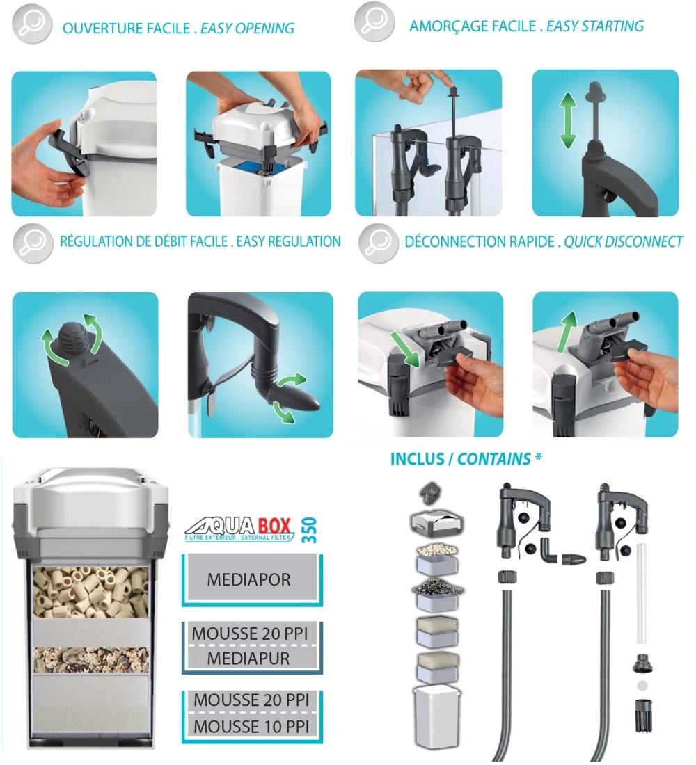 AQUAVIE AquaBox 350 Filtre Externe 1100 L/h Pour Aquarium De 180 à 350 L 4 AQUAVIE AquaBox 350 Filtre Externe 1100 L/h Pour Aquarium De 180 à 350 L – Image 4
