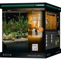 DENNERLE Nano Cube Complete+ 60 L Nano-aquarium 38 X 38 X 43 Cm Avec Substrat, Gravier, Filtration Et éclairage Style LED L