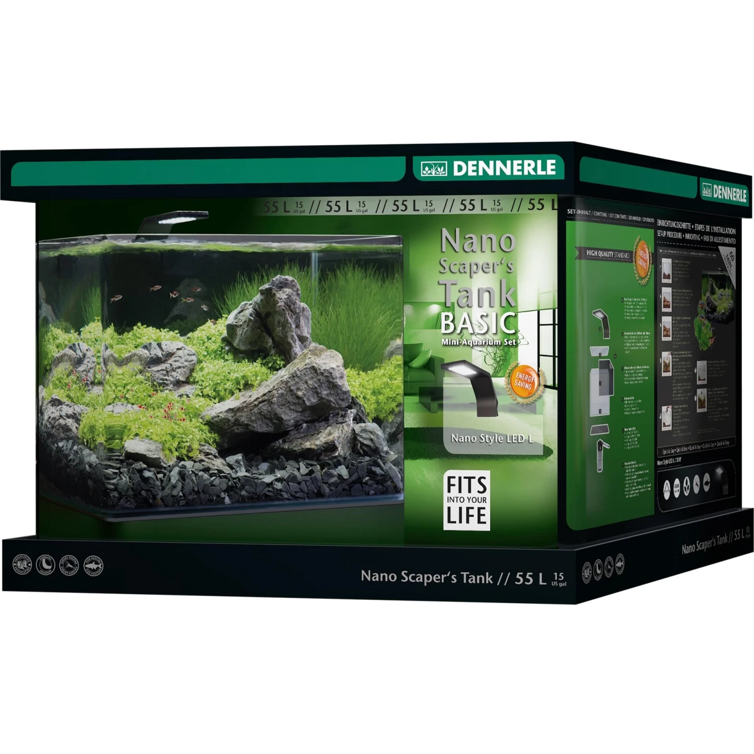 DENNERLE Nano Scaper's Tank Basic 55 L Nano-aquarium 45 X 36 X 34 Cm Avec Filtration Et éclairage Style LED L 1 DENNERLE Nano Scaper's Tank Basic 55 L Nano-aquarium 45 X 36 X 34 Cm Avec Filtration Et éclairage Style LED L