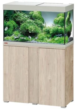 EHEIM Vivaline LED 126 L Ensemble Aquarium 80 Cm Avec Meuble Pin, éclairage LEDs, Chauffage Et Filtre Interne BioPower 160