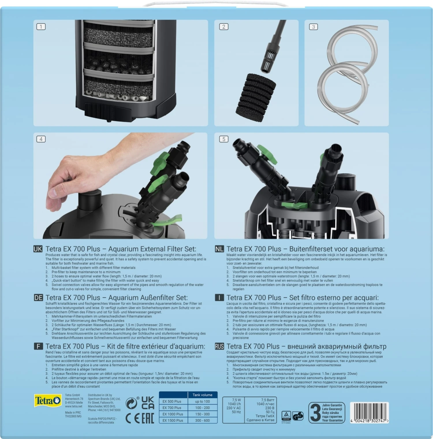 TETRA EX 700 Plus Filtre Externe 1040 L/h Performant Et Prêt à L'emploi Pour Aquarium De 100 à 200 L 4 TETRA EX 700 Plus Filtre Externe 1040 L/h Performant Et Prêt à L'emploi Pour Aquarium De 100 à 200 L – Image 4